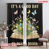 2pcs 2D Flat Printing Curtain Good Day Read Book Butterflies 100% Polyester Fabric Without Electricity Birthday Party for