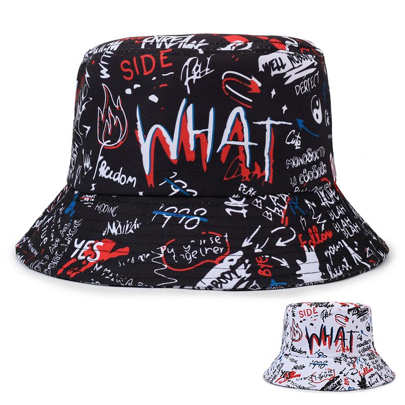 Korean Graffiti Bucket Hat: Unisex Hip Hop Street Style, Adjustable Sun Hat