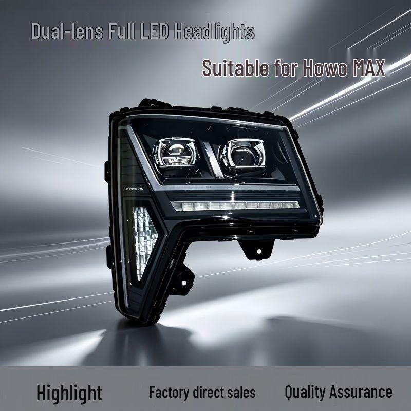 Sinotruk Howo MAX Ultra-Bright LED Dual-Lens Headlight Assembly Modification Kit Co-driver side