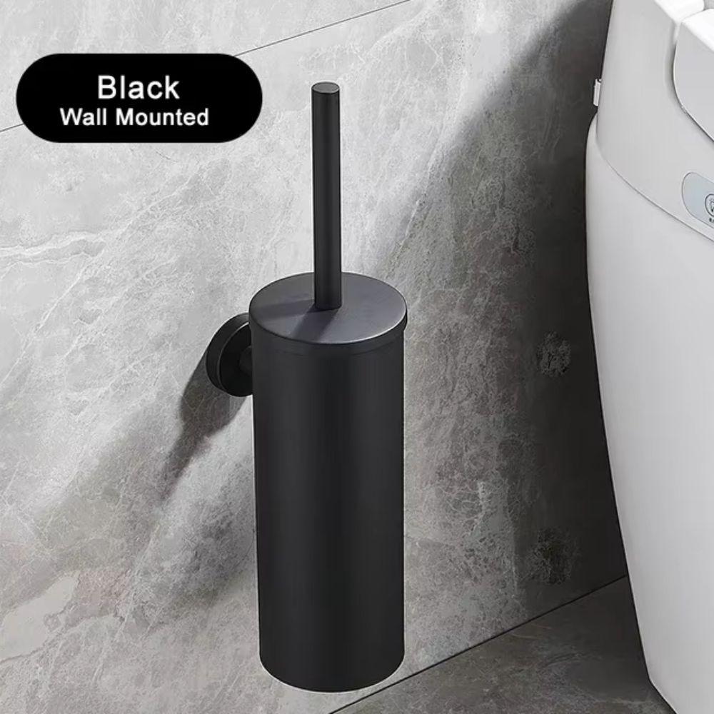 Stainless Steel Toilet Brush with Base No Drill Bathroom Cleaning Tool Toilet Brush Set Bathroom