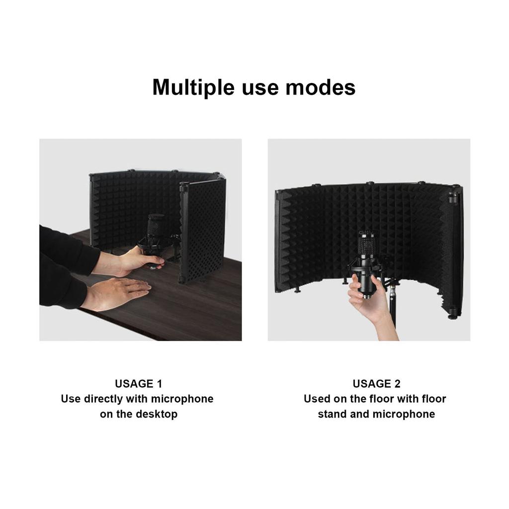 Jeffergarden Reflection Filter Microphone Shield Foldable Soundproof Room Sound Absorbing Material Recording Broadcasting Soundproof Box Desktop Setup