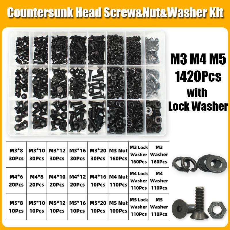 3045P Hex Hexagon Socket Countersunk Head Screw M2- M8 Carbon Steel Flat Head Bolt and Nut Washer Screws 10.9 Grade Alloy Steel