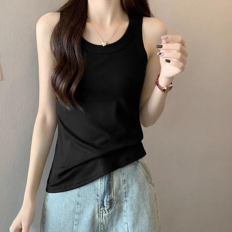 I-shaped Sling Vest Women's Inner Summer Collarbone Round Neck Tight Suit Bottoming Anti-light Sleeveless Outer Top