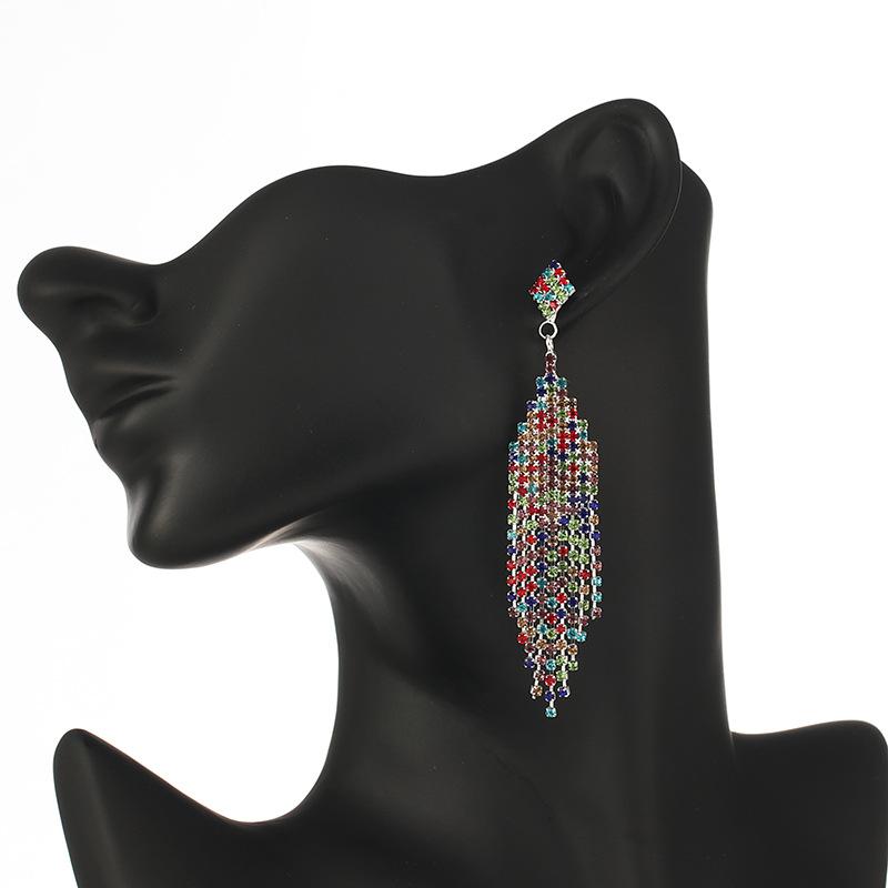 Personalized Jewelry Tassel Shiny Colorful Earrings Women's Long Slimming Drop Earrings