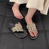 2025 Summer New Fashion Soft-soled Women Bohemian Outer Wear Flat-bottomed Pearl Toe Roman Sandals Women