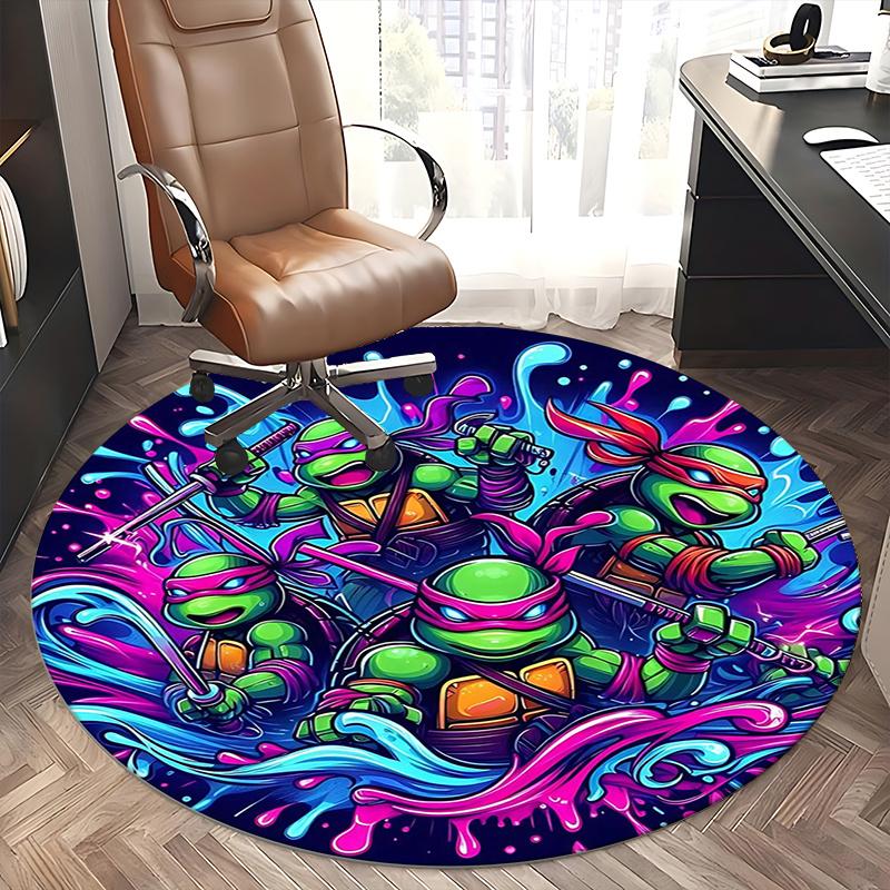 Teenage Mutant Ninja Turtles,TMNT Chair Mat Round Rug Office Carpet, Machine Washable, Non Slip, Suitable for Living Rooms, Bedrooms