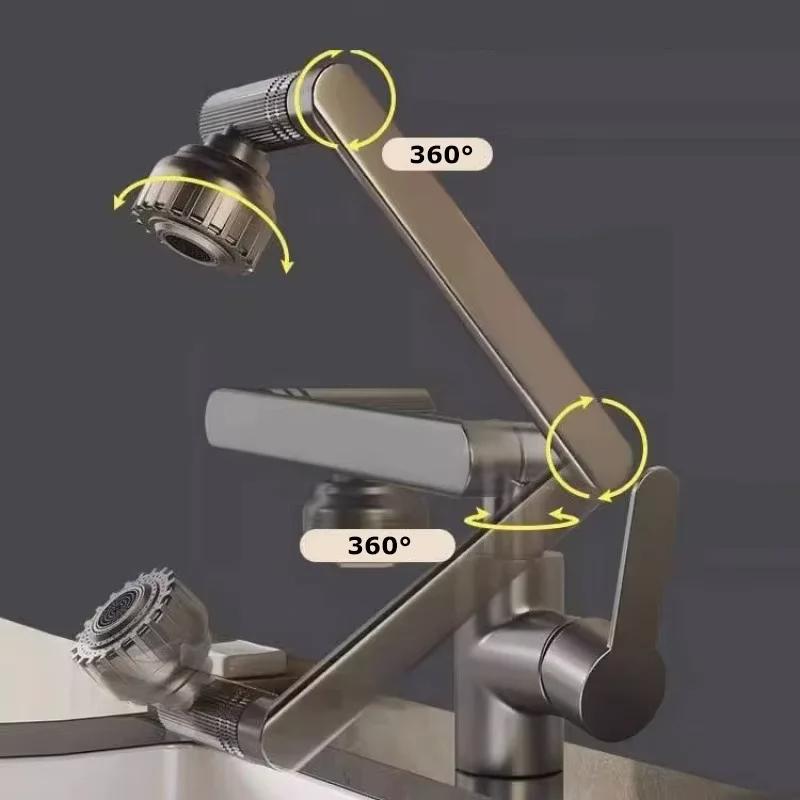 Rotating Faucet Robotic Arm Dual-mode Universal Hot and Cold Household Washbasin Sink Washbasin Kitchen Bathroom