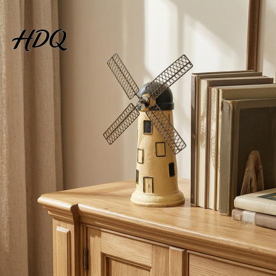 Country Style Desktop Decor Dutch Windmill Ornaments Mini Vintage Holland Statue Resin Artwork Durable Classic Model Rustic Ornament for