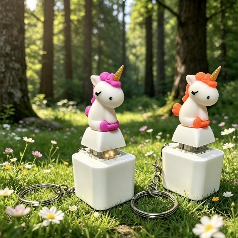 Rechargeable Horned Horse Shape Keychain With Sound Light Effects Type C Charging Fidget Toy