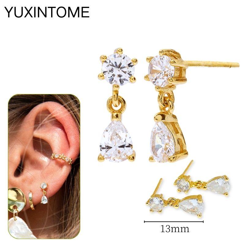 925 Silbernadel Exquisite Weiße Zirkon Steckerohrringe für Damen Geometrische Lange Kette Quaste Ohrringe Luxuriöser Schmuck