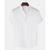 Summer Men's Cotton Linen Breathable Solid Color Short Sleeved Henry Shirt Polo Shirts Men’s