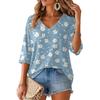 Women's V-Neck Print Lightweight Blouse for Spring and Summer