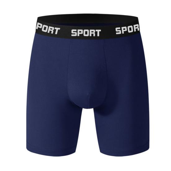 

Мужские трусы-боксеры облегающего кроя с принтом в виде букв и цветными вставками, эластичные трусы средней талии с плавными линиями и U-образной формой L темно-синий