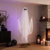 Halloween Ghost Decoration, Large Hanging Swing Ghost with LED String Lights, Battery Powered Ghost Figure for Outdoor Indoor Halloween Party Yard