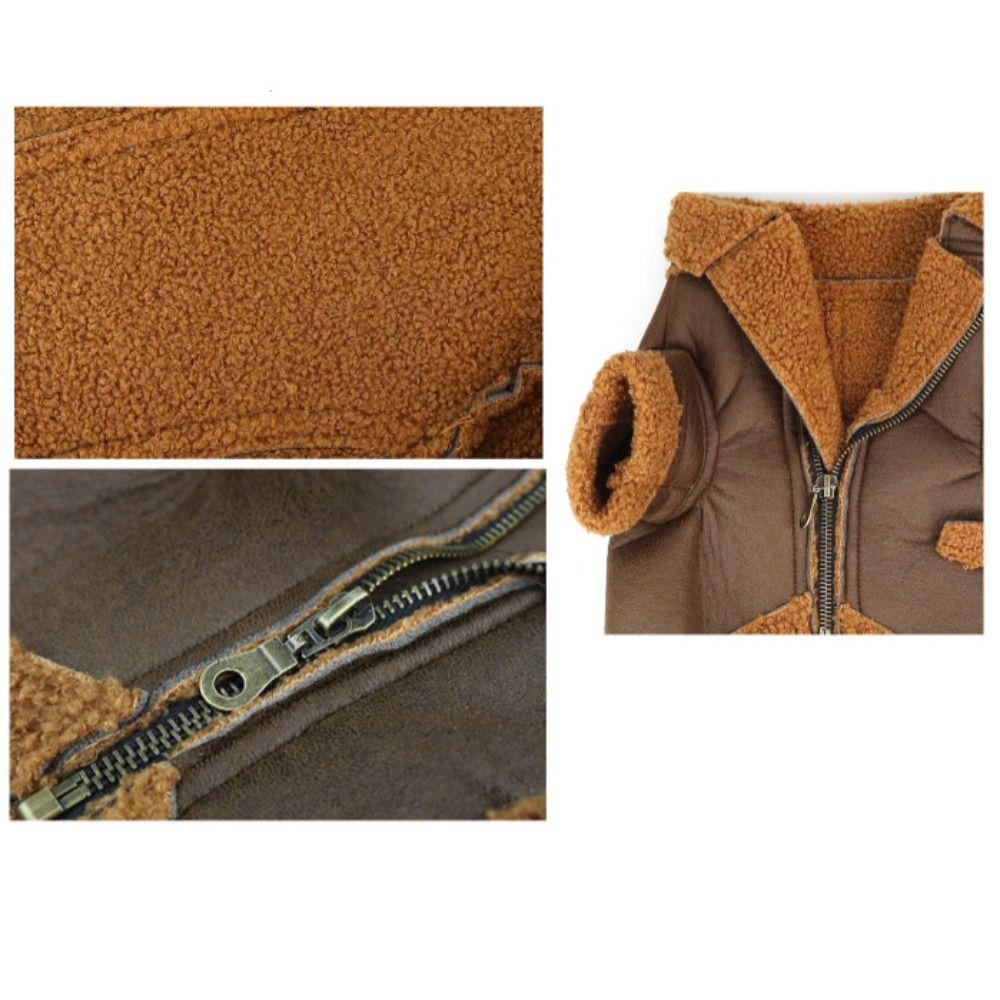 Fashion Thickened Dog Leather Jacket Coat Warm Windproof Dog Motorcycle Jacket Velvet Winter Pet Clothes for Dogs Puppy Cats