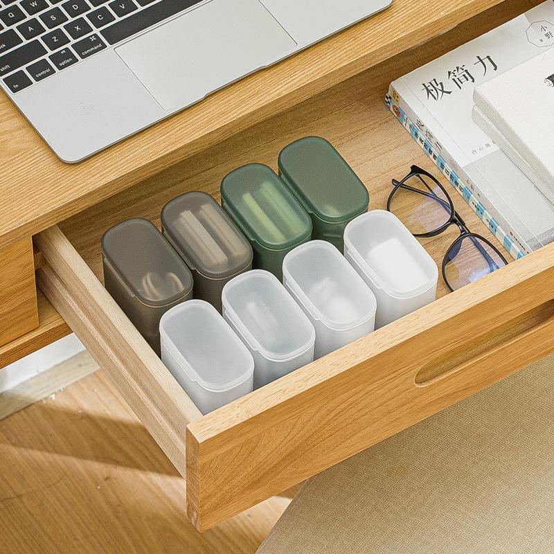 Portable Organizer Box with Lid - Transparent Front Window, Stackable Storage Case for Chargers, Headphones, Coins, Desk, Travel