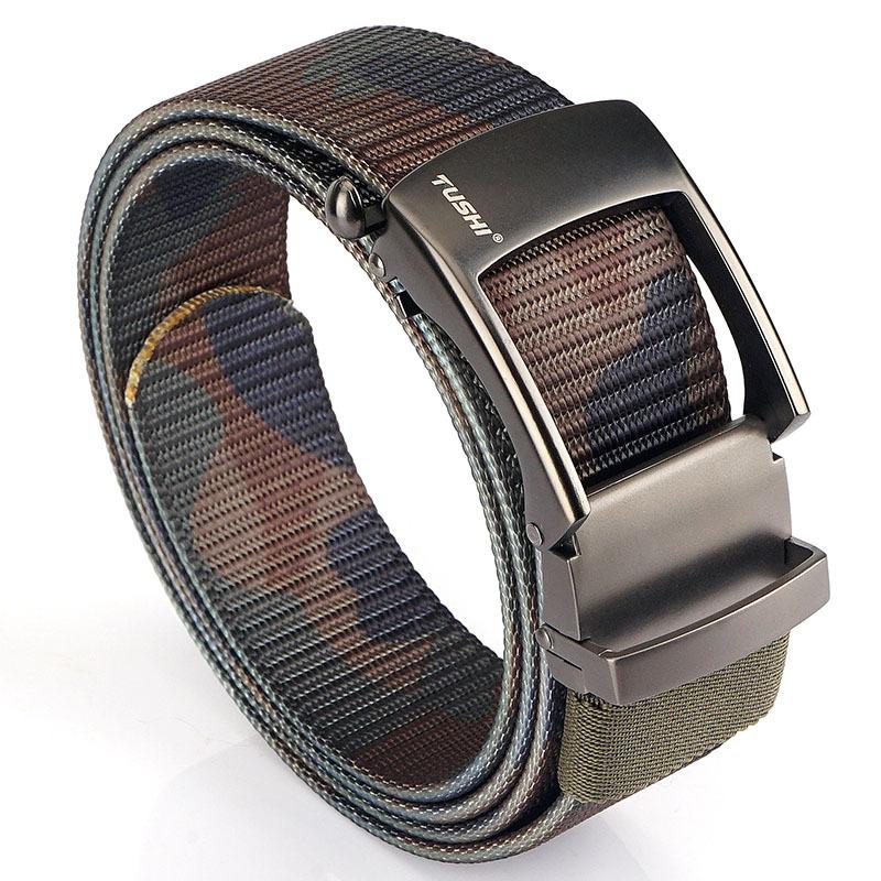 

Новый мужской ремень для поездок на работу с автоматической пряжкой из нейлона, универсальный двухслойный толстый ремень для отдыха на природе 120cm