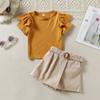 Girls' Suit Summer Fashion Short-sleeved T-shirt Cute Shorts Two-piece Set Plain Casual Loose Thin Suit