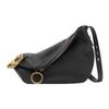 Schwarze genarbte Echtleder Hobo Crossbody Tasche mit goldener Hardware für den täglichen Gebrauch