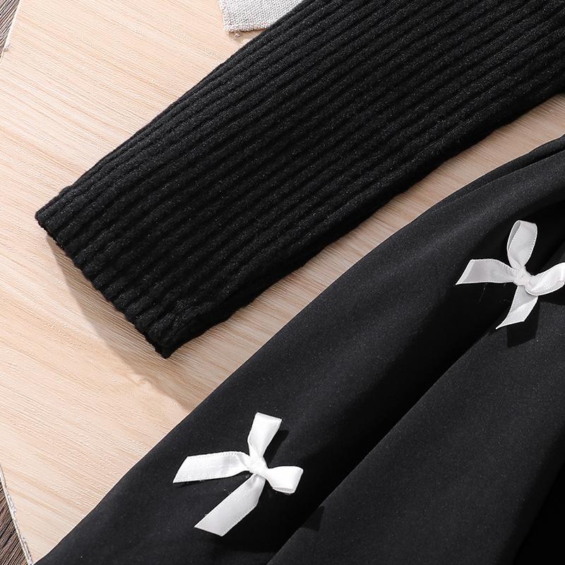 Mädchenkleid Kinderbekleidung Herbst Neue Modische Schleife Stilvoller Rückenausschnitt Langarm Formelles Kleid