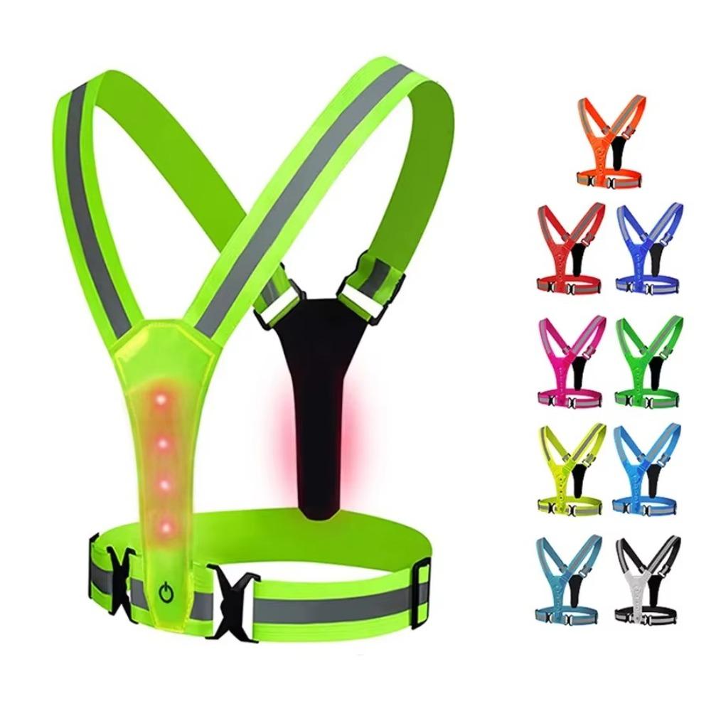 High Visibility Night Running Vest Adjustable Sports Vest  for  Night Warning Work Fishing