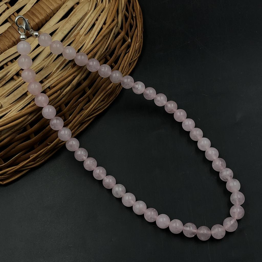 8mm Natural Rose Quartz Gemstone Round Beads Jewelry Handmade Pretty Quartz Beads Necklace 17-20" For Birthday Gift 8BN-67