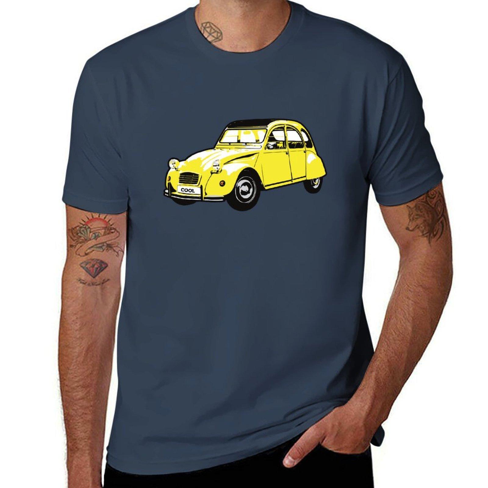 Yellow Classic French Car Tshirt Sport Basic Moisture Wicking Tee S