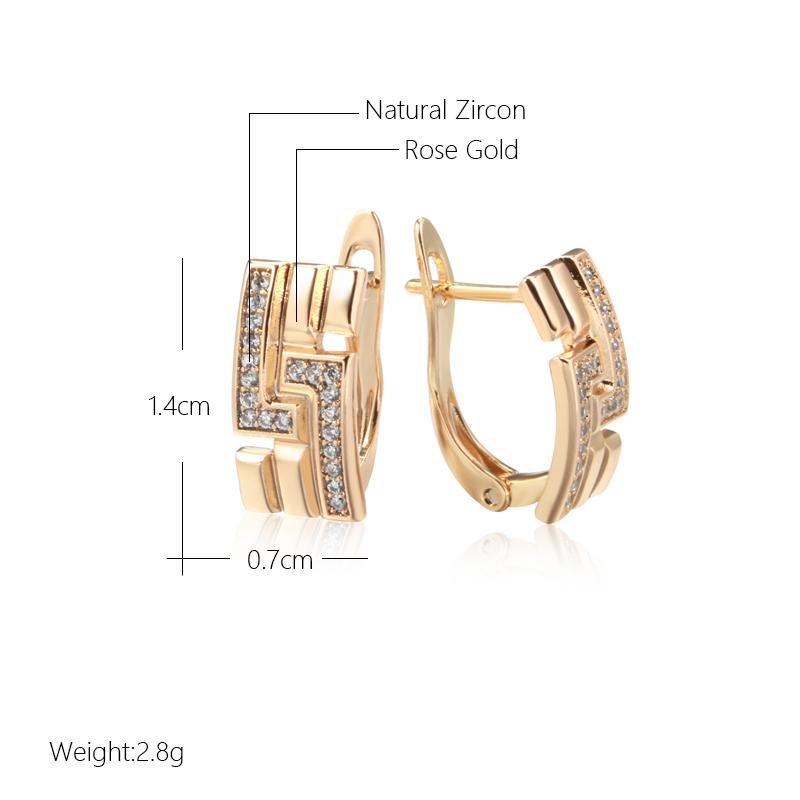 Kinel Carving Rose Gold Color Drop Earrings For Women Vintage Natural Zircon Fine Jewelry