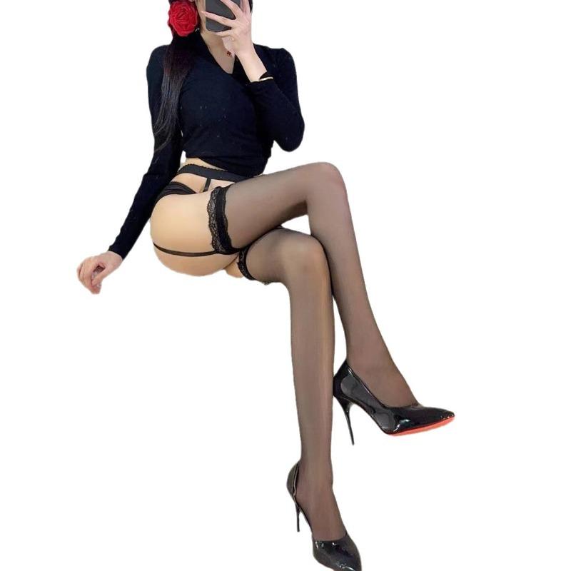 Sex Stockings Purple Seductive Sexy Suspender Lace Aurora Gloss Stockings Contrasting Color Female Charm