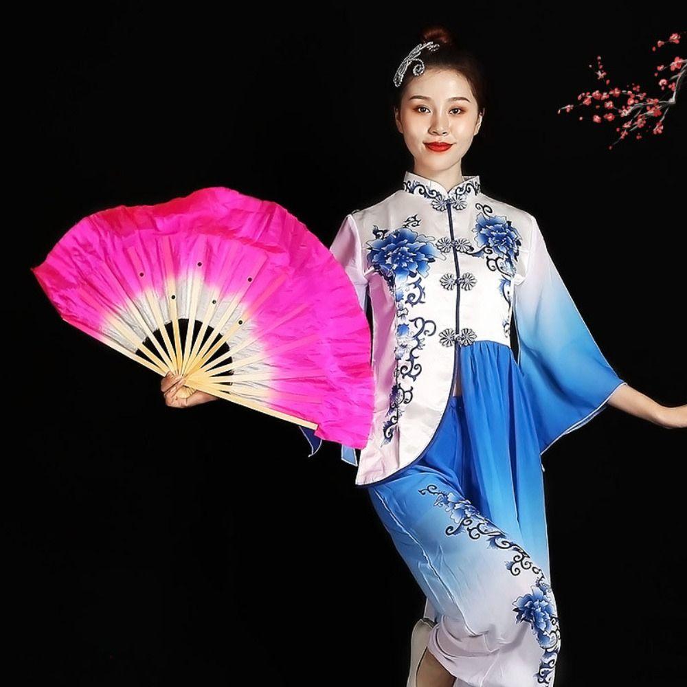 26cm Peacock Silk Fans Long Imitation Performance Fan Hot Sell Dancer Practice  Dance Bamboo Fans