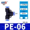 Pneumatic Nylon Air Hose Quick Connect Fittings: PU Straight, PY 5-Way, Cross 4-Way, PZA 3-Way, PE Connector with White/Blue Cap