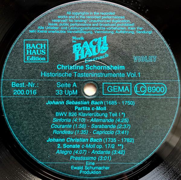 

LP Record CHRISTINE SCHORNSHEIM Musik Im Bachhaus Eisenach Histor 200016 Edition VIOLET 1990 Germany Classical Used