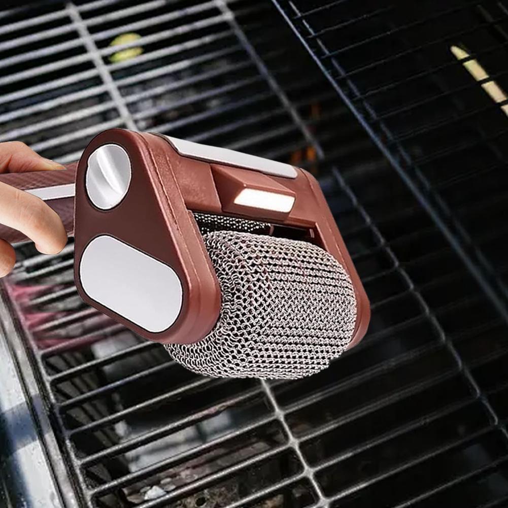 NEU Elektrische Grillbürste Haushalt Wiederaufladbar Edelstahlwalze Grill Tragbarer Outdoor-Reiniger Reinigungsbürste mit LED