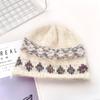 New Wool Beanie Hat for Women in Autumn and Winter Small Fair Island Split Knitted Hat Simple Temperament Warm and Piled Hat