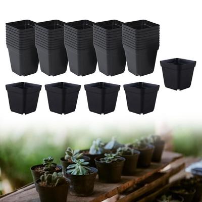 50 macetas de vivero con agujeros de drenaje, decoración de plástico para iniciar semillas y flores.