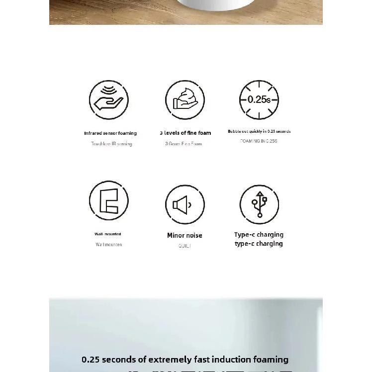 Intelligent Sensor Multi-Speed Contact-Free Wall-Mounted Vertical Hand Sanitizer Bubble Machine Rechargeable Soap Dispenser