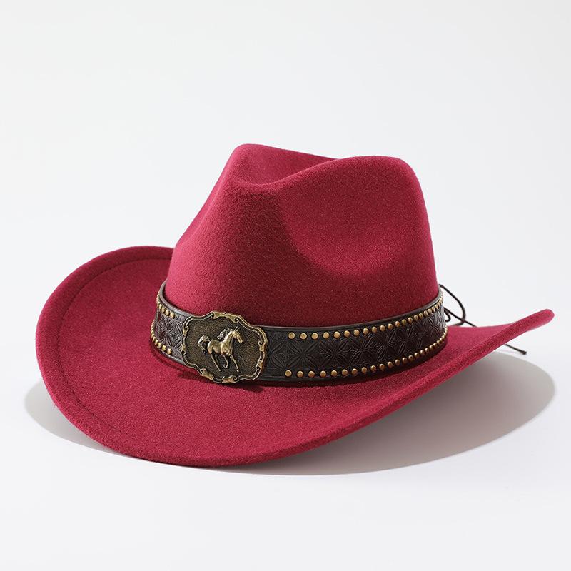 Curled Cowboy Hat Personalized Accessories, Western Cowboy Hat, Men's and Women's Outdoor Mountaineering Sun Hat, Woolen Hat
