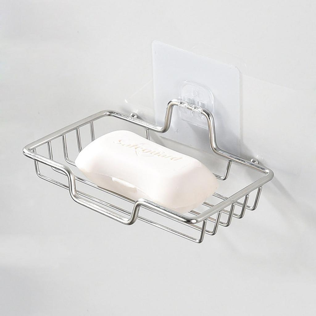 1PC Soap Rack Wall Mounted Holder Net Stainless Steel Sponge Dish Bathroom Kitchen Storage Accessories Shampoo Self Adhesive SW