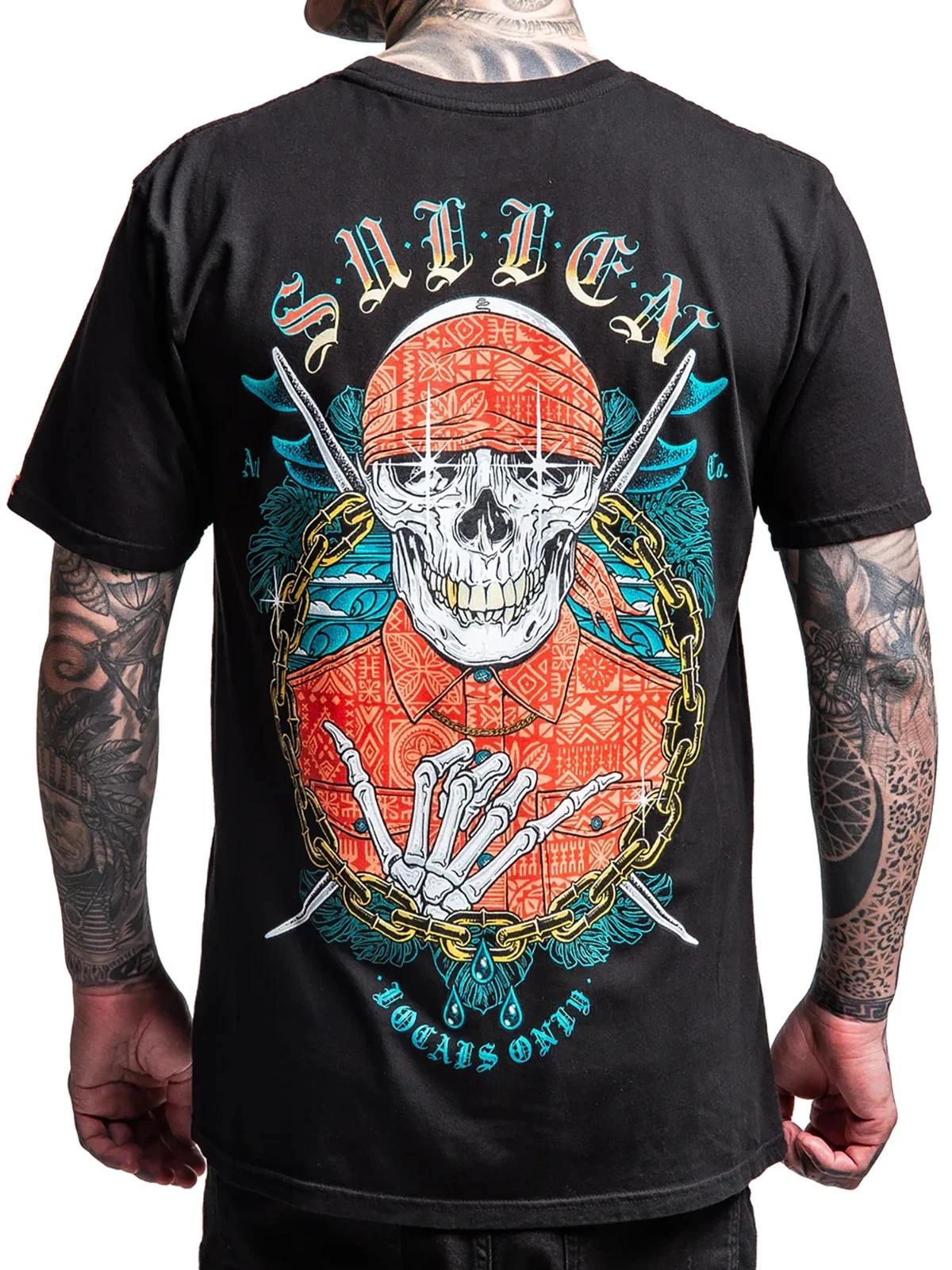 

Sullen Men s Locals Short Sleeve Premium T-shirt Skull Skeleton Horns Tattoo Tee XL
