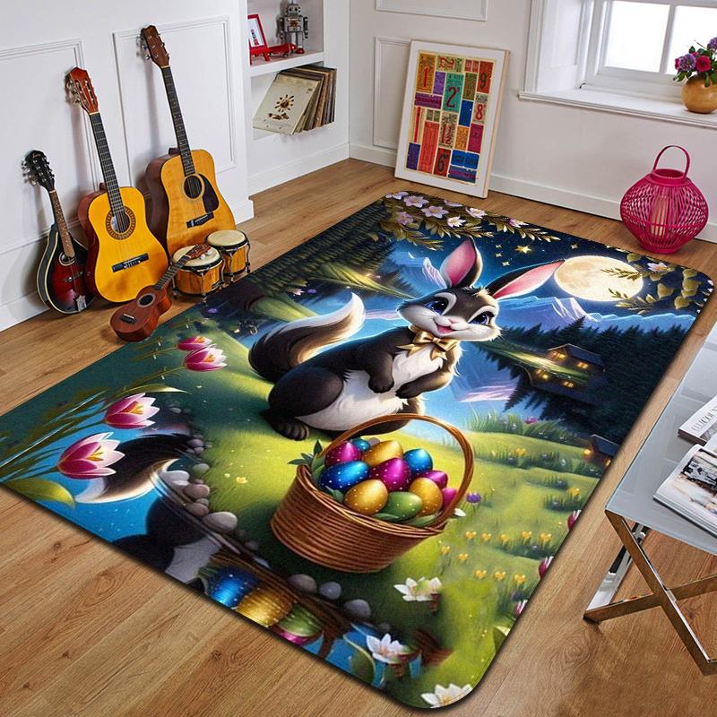 C-Cartoon Rabbit Printed Carpet Fashion Yoga Mat Non-Slip Carpet Bedroom Decoration Outdoor Carpet Bedroom Birthday Gift