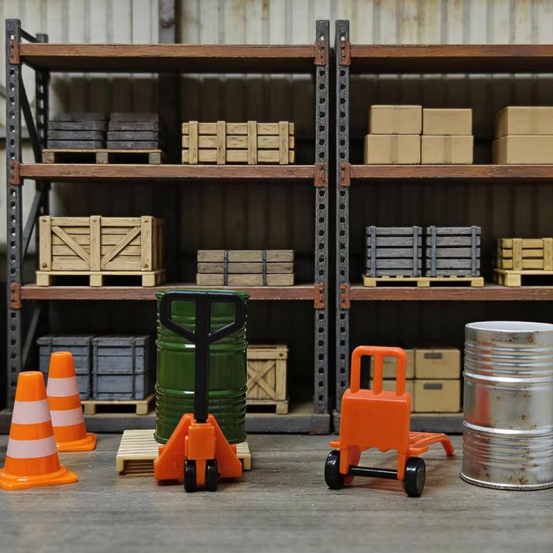 Miniature Warehouse Scene Model Kit Dollhouse Logistics Scene Model Decoration Dolls House Micro Scene Construction Props