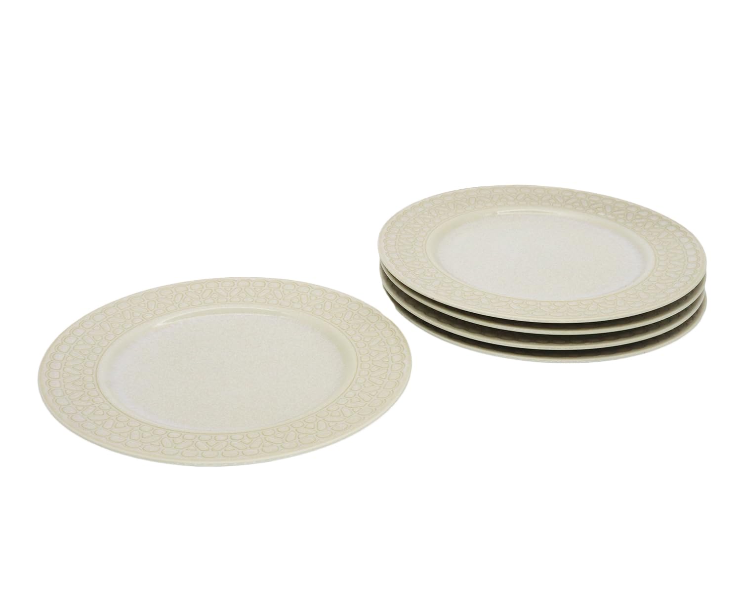 

Castle Enterprises [Set of 5 24cm Meat Plates (White)] Mino Ware Lace-Patterned Plates for a Cute and Stylish Look. Recommended for Women.