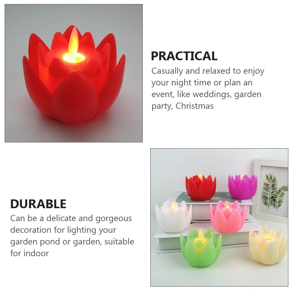 Large Lotus Lamp Light Flower Night Household Lantern Red Plastic Fake Decorative Candles