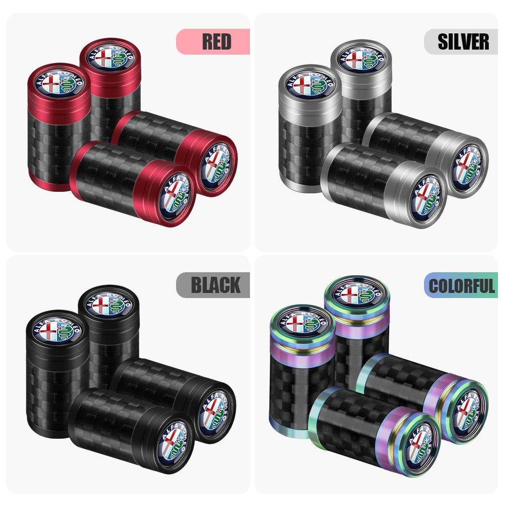 DCQFJ1 For Alfa Romeo 4Pcs Aluminum Alloy Car Tire Valve Cap Auto Wheel Accessories For Alfa Romeo Giulietta Giulia GT Mito Brera F1 St