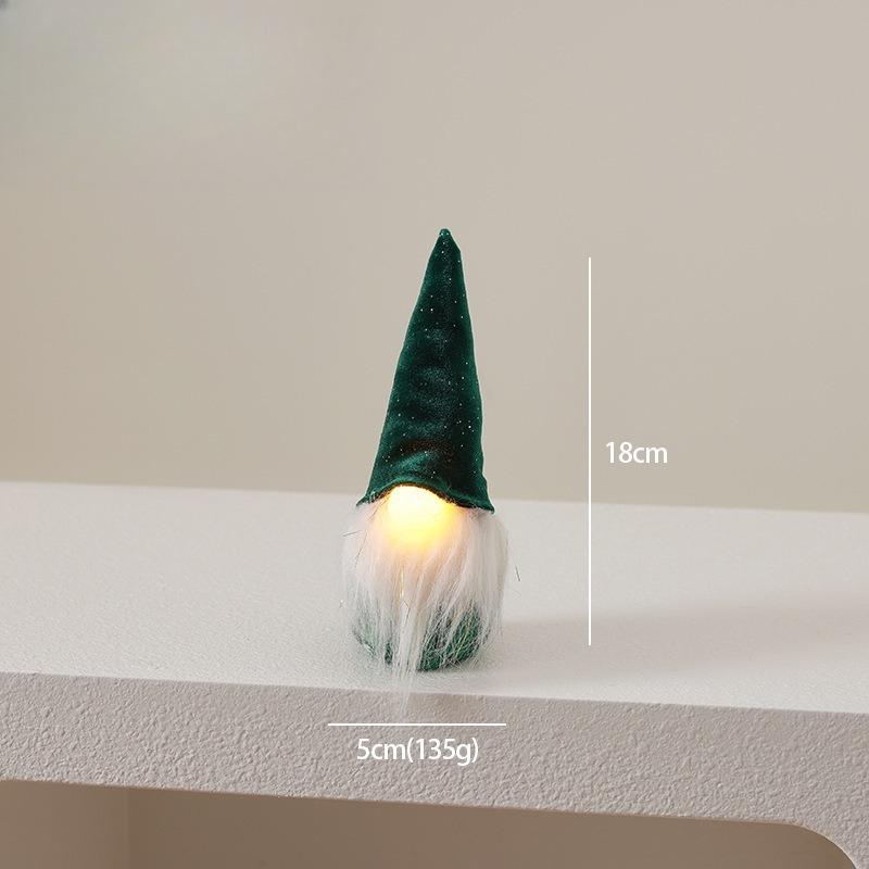 

1pc Christmas Gifts with Lights Christmas Decorations Table Ornaments Green Faceless Christmas Doll Goblin Dolls Cloth Gift