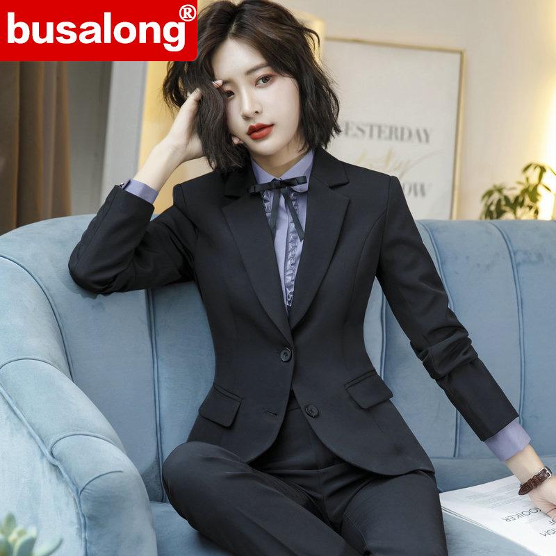 

Осенне-зимний женский профессиональный костюм с длинными рукавами, юбкой и брюками для собеседований и офиса 929 4XL