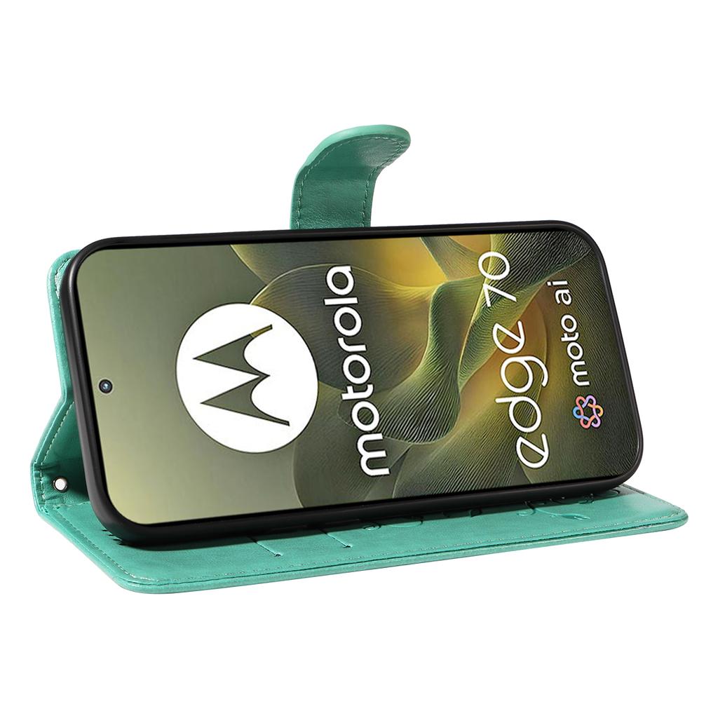 For Motorola Edge 70 5G PU Leather Cases Flower Pattern Wallet Stand Phone Cover with Strap