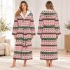 Unisex Long Christmas Print Flannel Bathrobe, Absorbent Quick-Dry Sleep Robe for Men and Women