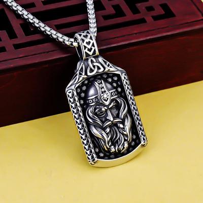 Odin Viking Helmet Titanium Steel Pendant Nordic Pirate Men's Necklace