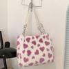 Vintage Women Shoulder Bag Creative Heart Pattern Printing Underarm Bag Girls Fashion Handbags Ladies Plush Shopping Tote Bag